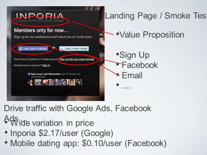 Landing Page / Smoke Test Drive traffic with Google Ads, Facebook Ads ... Value